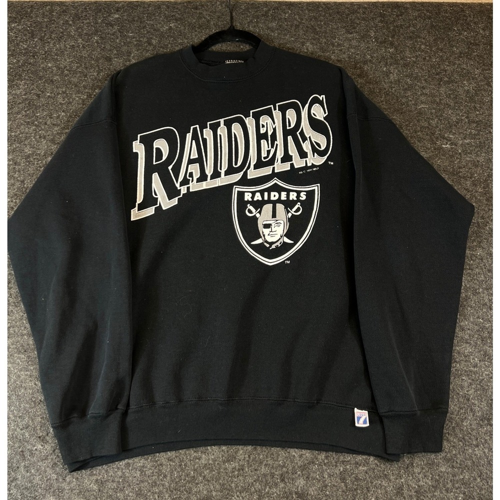 Vintage 90s Los Angeles Raiders NFL Sweatshirt Mens XL Black Graphic Pullover